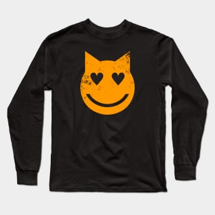 Heart Shaped Eyes Grunge Cat Emoji Long Sleeve T-Shirt